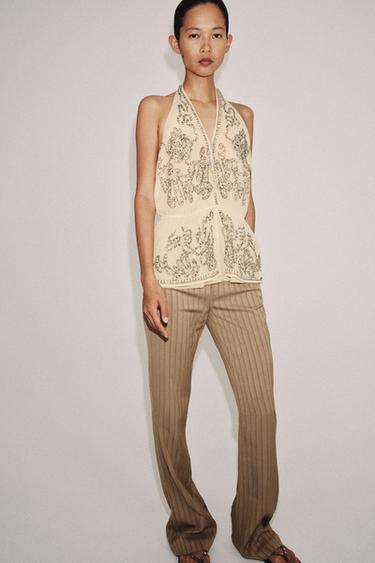 TOP HALTER BRODÉ ZW COLLECTION LIMITED EDITION - Beige de Zara - Image 4