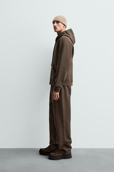 Zara ORIGINS 重磅標準版慢跑長褲 - 巧克力色