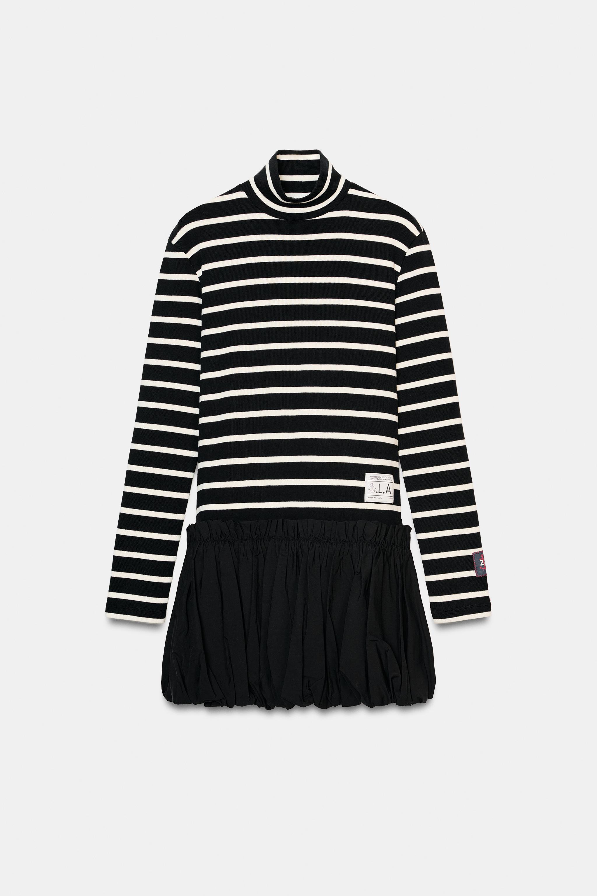 STRIPED COMBINATION DRESS - Black | ZARA United States