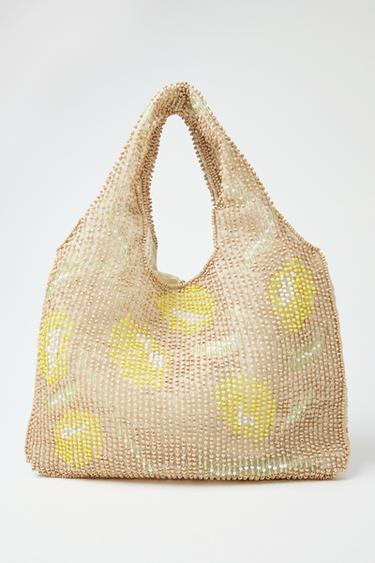 MINI BOLSO DE MANO CUENTAS - Amarillo de Zara