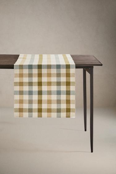 Zara NEEDLECORD CHECK TABLE RUNNER - Blue - Image 0