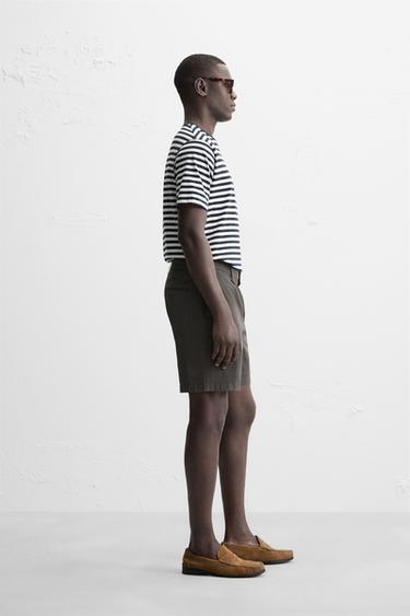 PLEATED REGULAR FIT BERMUDA SHORTS - Dark brown by Zara - Image 3