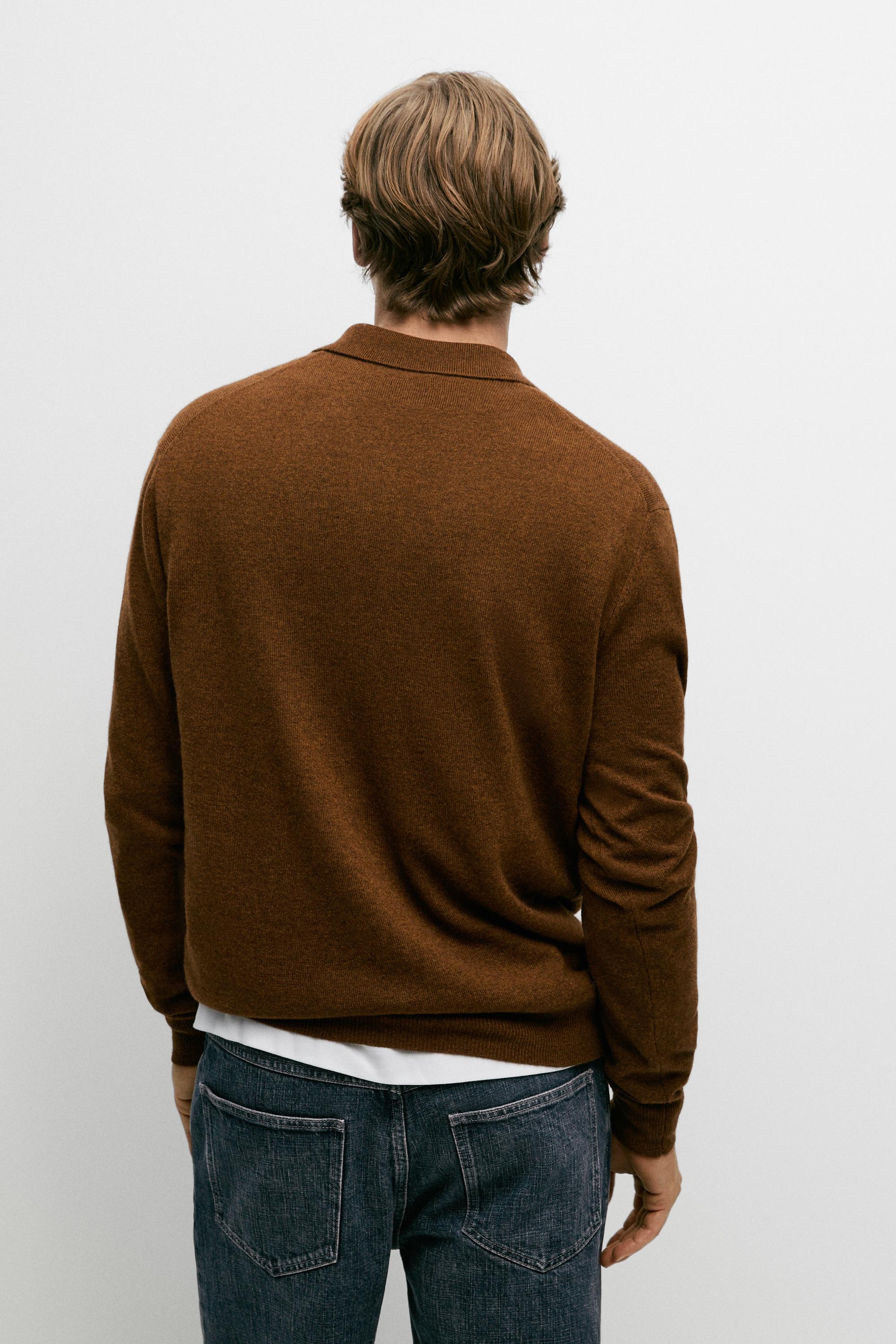 Pull polo en maille de laine mélangée