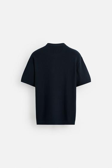 T-SHIRT EN MAILLE PERLÉE - Bleu marine de Zara - Image 6