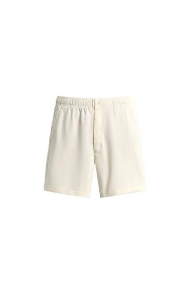 REGULAR FIT JOGGER BERMUDA SHORTS - Oyster-white by Zara