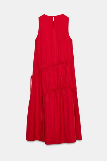 VESTIDO MIDI NYLON LAZADAS - Rojo de Zara