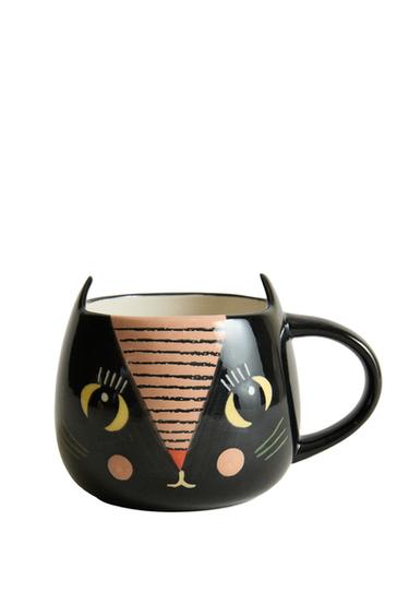 HALLOWEEN BLACK CAT KIDS' STONEWARE MUG - Multicoloured by Zara