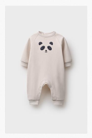 TUTA FELPA RICAMATA ORSO - Écru di Zara