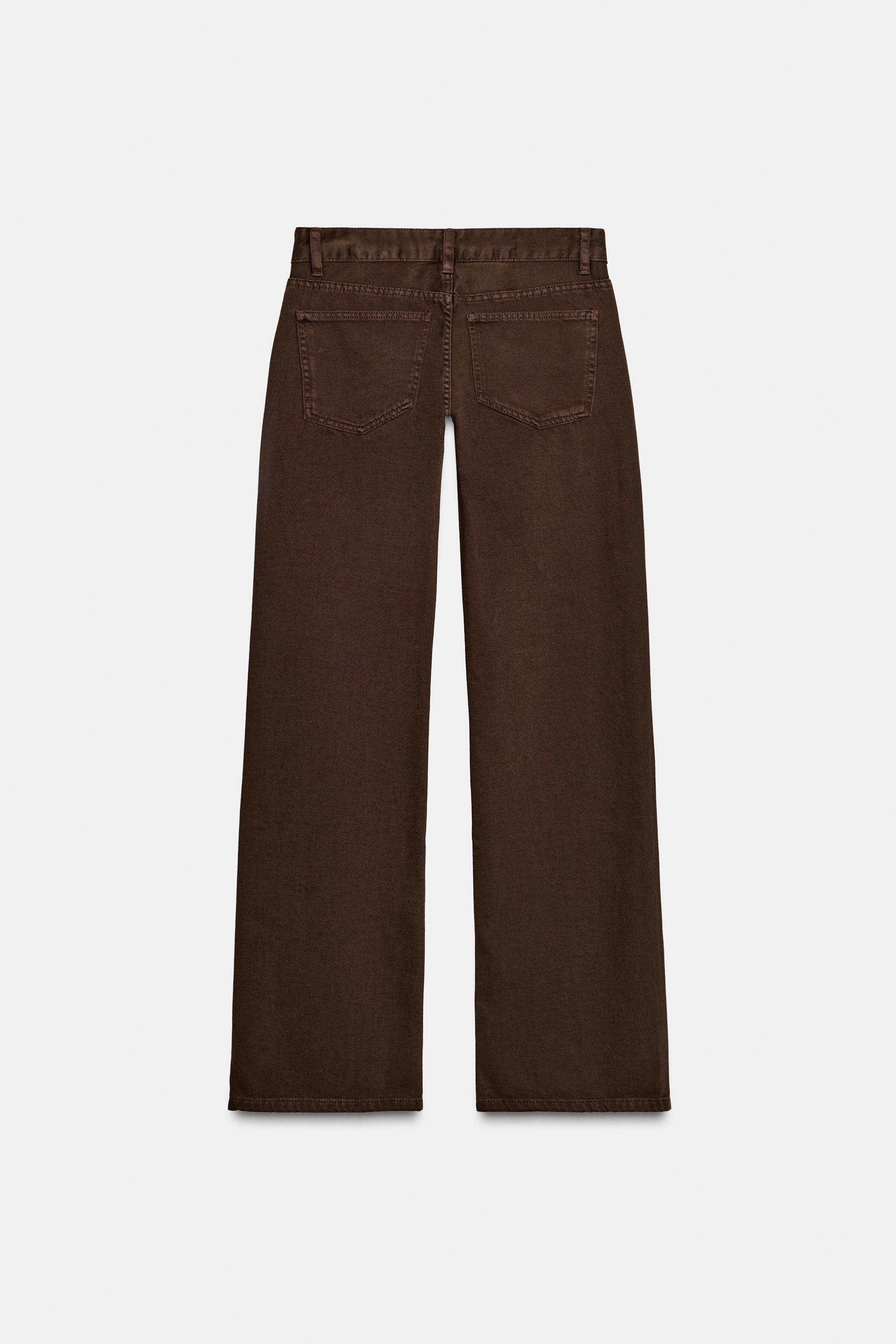 TRF ローライズワイドレッグデニムパンツ - チョコレート | ZARA Japan