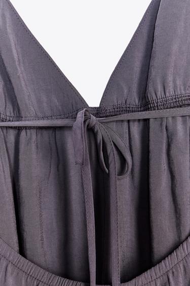 FLOWING STRAPPY MIDI DRESS - Charcoal grey by Zara - Image 6