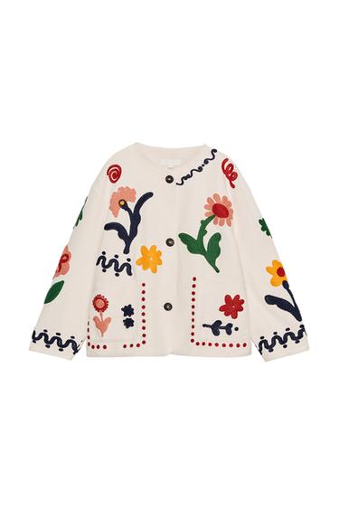 FLORAL EMBROIDERY JACKET - Ecru by Zara