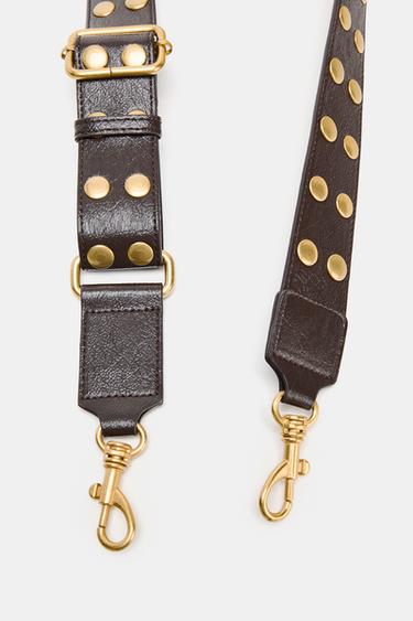 CROSSBODY BAG STRAP WITH STUDS - Chocolate by Zara - Image 1