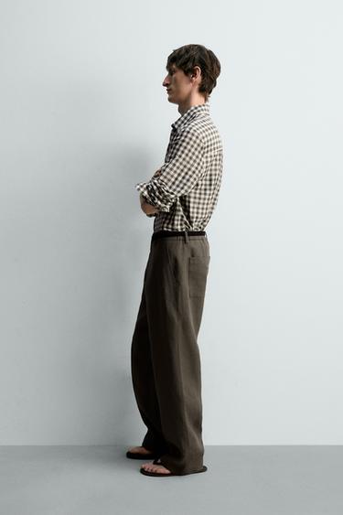 RAMIE AND SILK CHECK SHIRT - Mid-green by Zara - Image 3