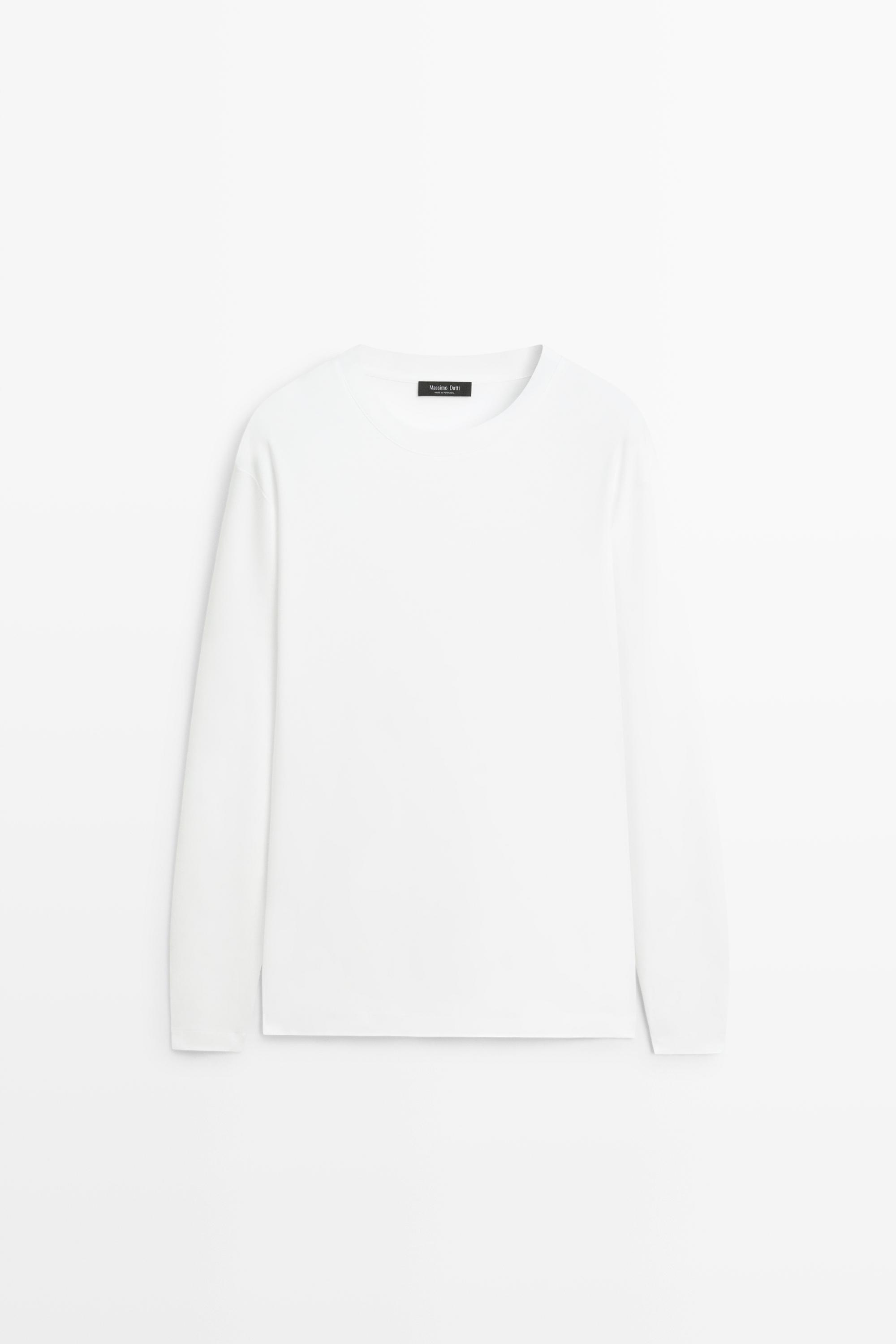 100% cotton long sleeve T-shirt — White