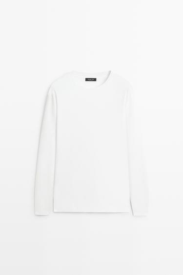 Zara 100% cotton long sleeve T-shirt - White