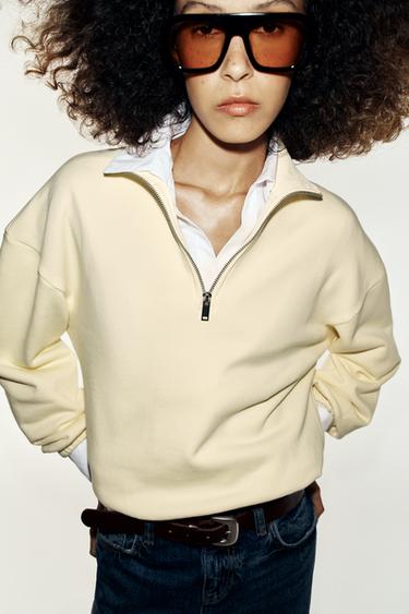 METAL ZIP SWEATSHIRT - Yellow by Zara