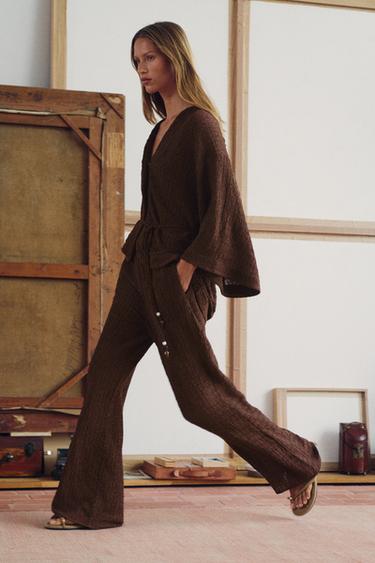 CRINKLE-EFFECT TROUSERS - Brown by Zara - Image 2