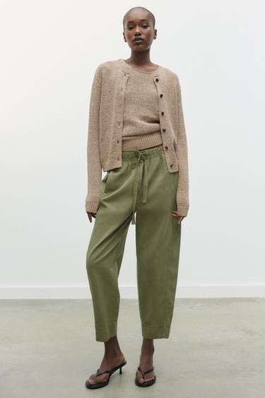 러스틱 니트 탑 - Zara 샌드/브라운