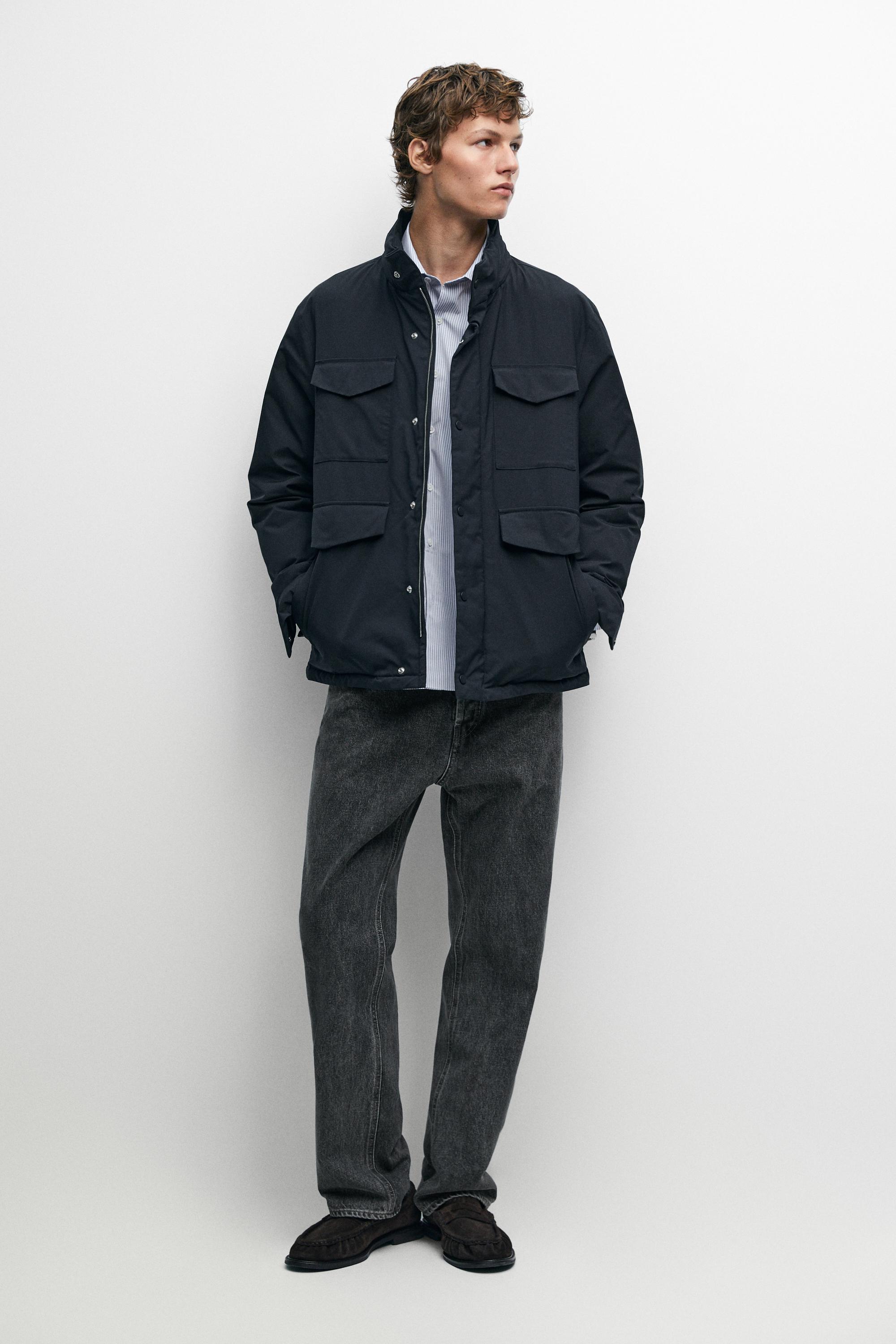 Down jacket with pocket details - Dark navy | ZARA United States