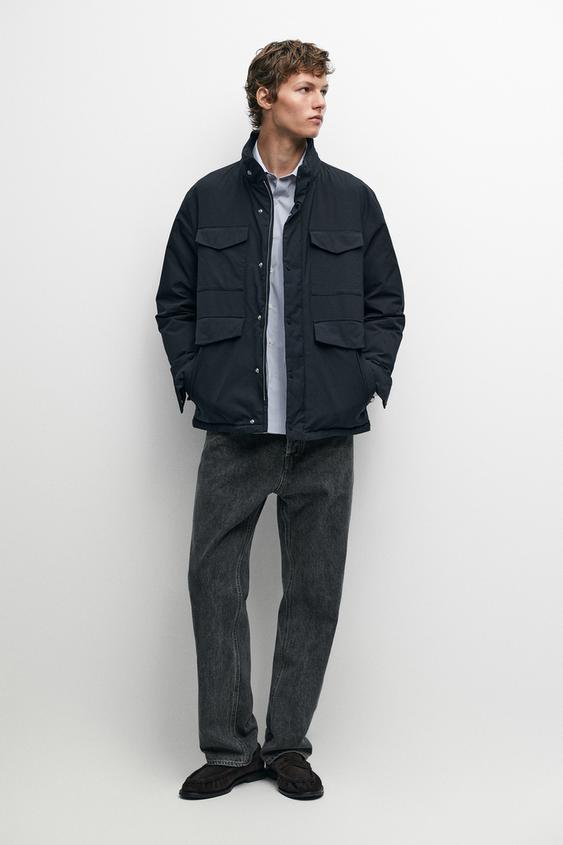 Zara Down jacket with pocket details - Dark navy - Image 0