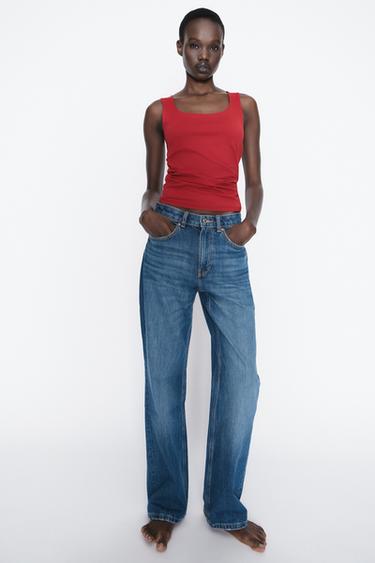 Zara WIDE STRAP POLYAMIDE TOP - Reddish - Image 0