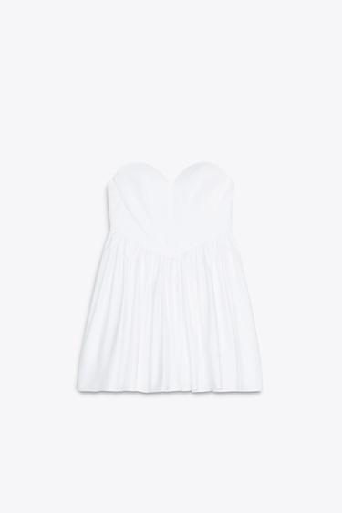 SWEETHEART NECKLINE MINI DRESS - White by Zara