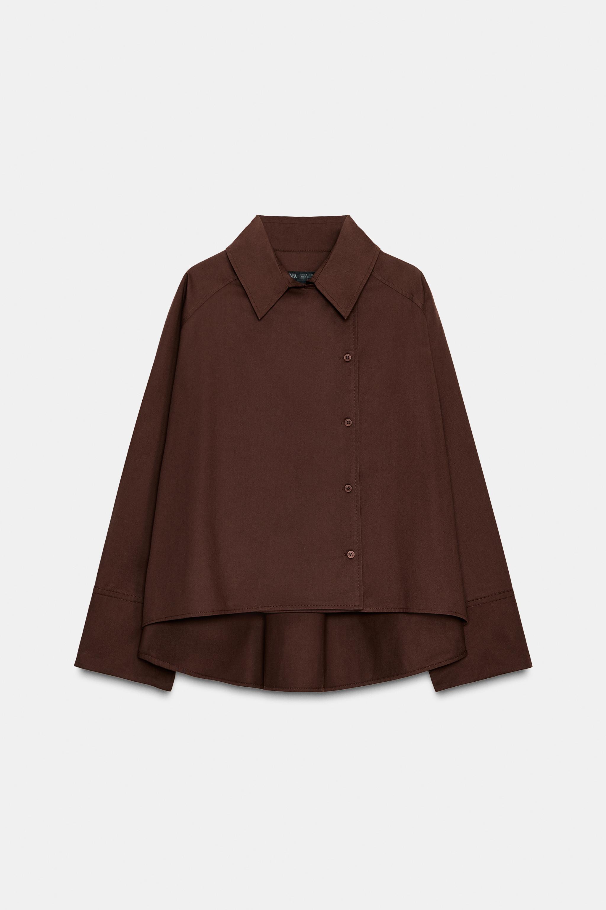 ZW COLLECTION OVERSIZED PLEATED SHIRT - Brown | ZARA United States