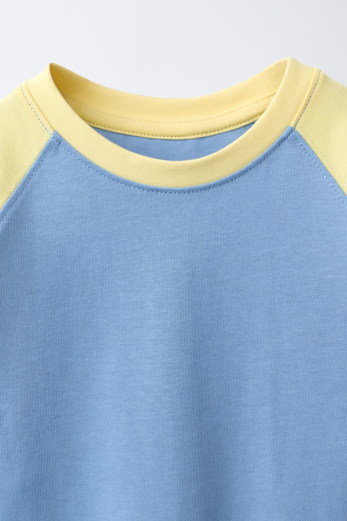 Детская футболка Zara Raglan Sleeve, цвет: Светлый синий — фото 4