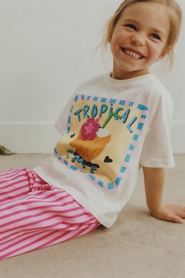 TROPICAL PRINT T-SHIRT - Oyster-white by Zara