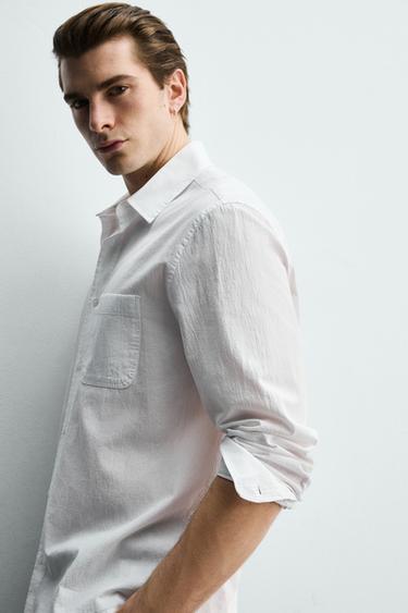 CHEMISE REGULAR FIT EFFET FROISSÉ - Blanc de Zara - Image 5