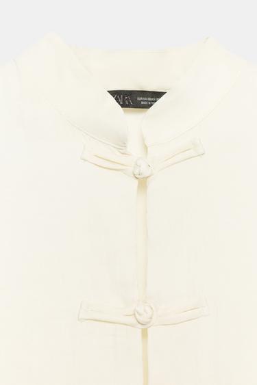 SATIN TOP WITH FROG FASTENING - Oyster-white by Zara - Image 8
