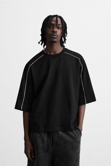 CONTRAST PIPED TRIM SWEATSHIRT - Black by Zara