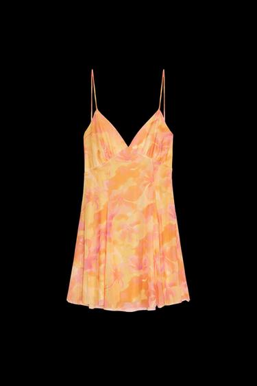 KURZES KLEID MIT TÜLL UND PRINT - Orange von Zara - Bild 0