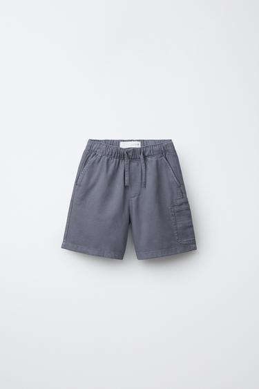 FLOWING CARGO TWILL BERMUDA SHORTS - Blue by Zara - Image 0