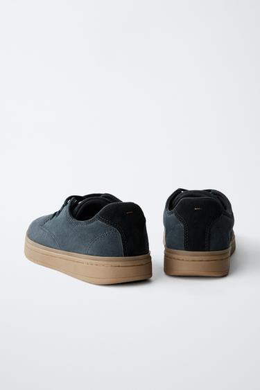 SPLIT SUEDE SPORTS DERBY SHOES - Navy Blue de Zara - Image 4