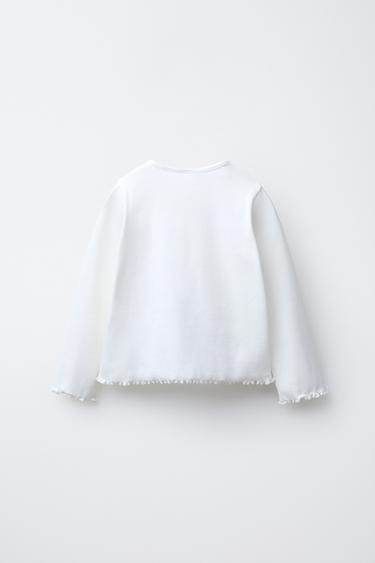 T-SHIRT CÔTELÉ CŒUR - Blanc de Zara - Image 1