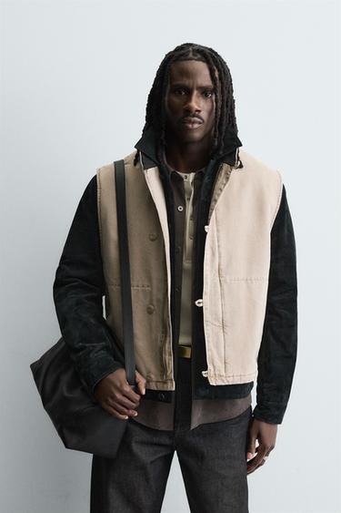 Zara RELAXED FIT PADDED VEST - taupe brown