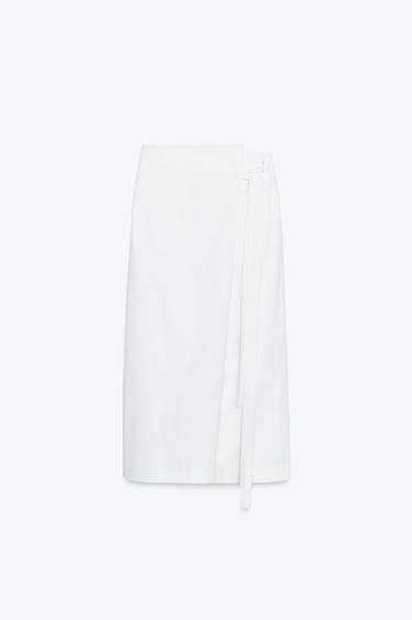 JUPE MIDI ASYMÉTRIQUE ZW COLLECTION - Blanc cassé de Zara