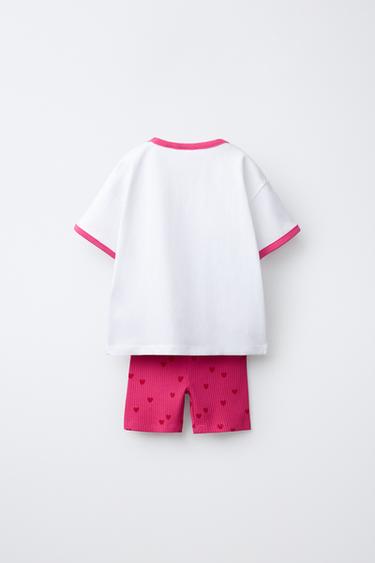 HEART CYCLING T-SHIRT AND LEGGINGS SET - White by Zara - Image 1