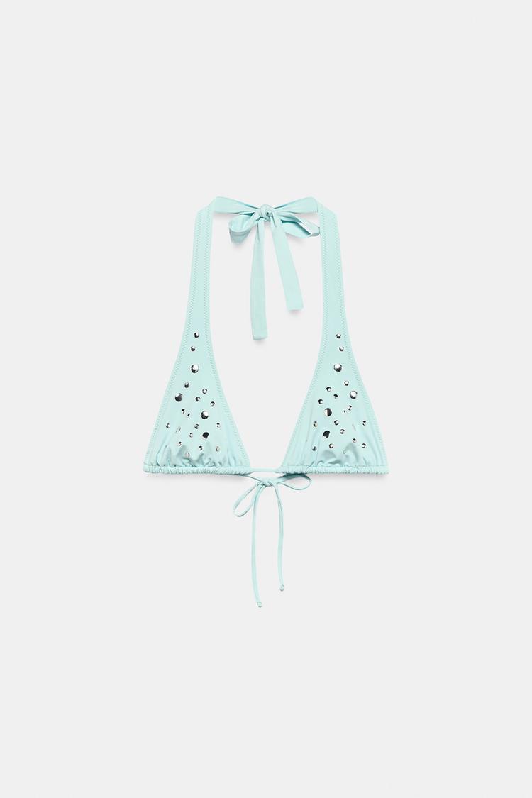 STUDDED TRIANGLE BIKINI TOP