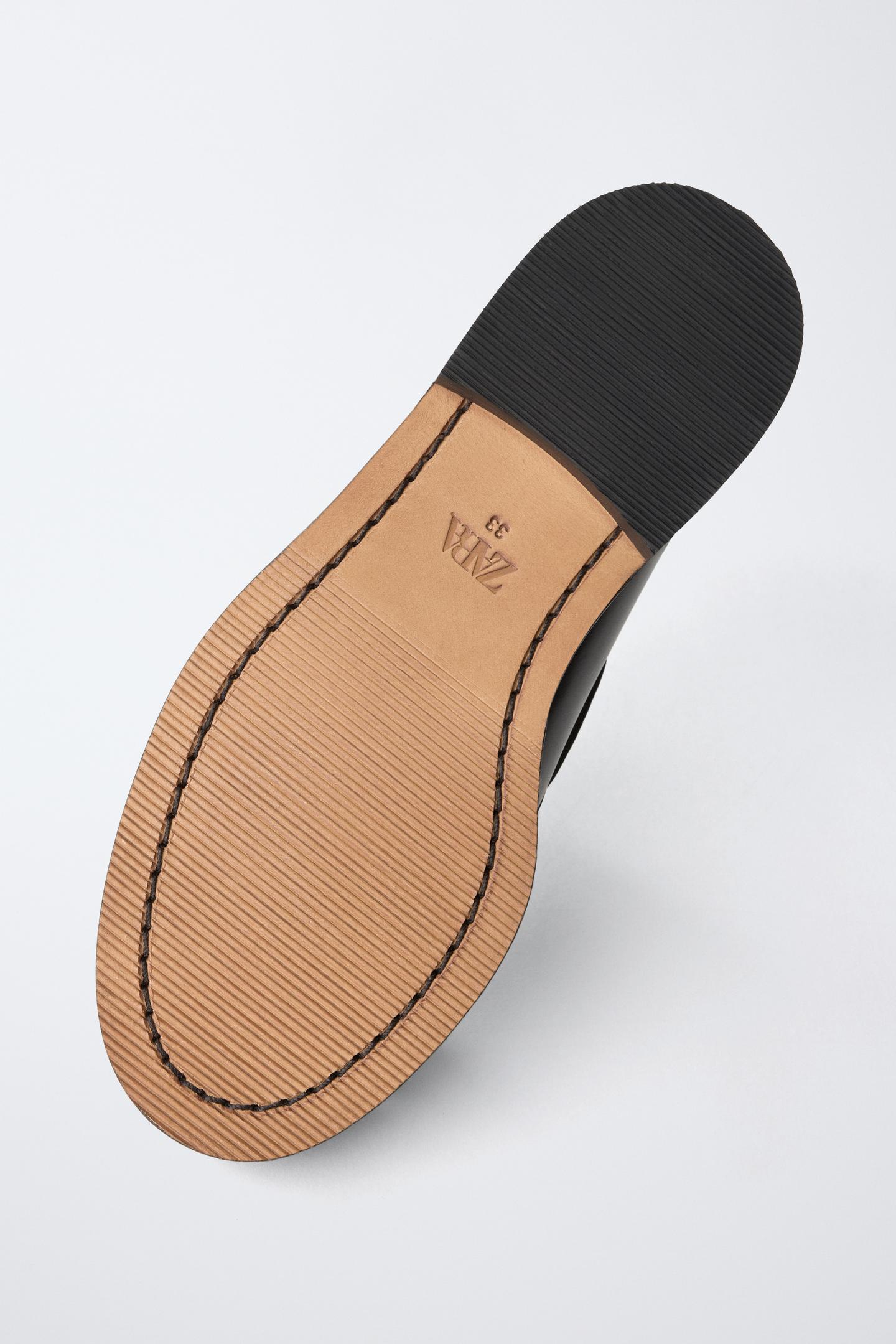 Детские туфли Zara Leather Boat, цвет: Тёмно-бордовый — фото 7