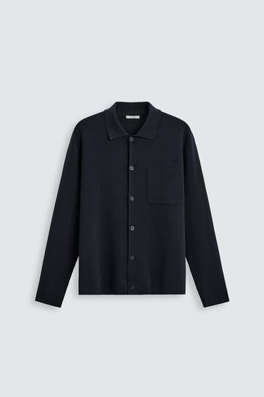 Zara POCKETED COTTON CARDIGAN - Navy blue