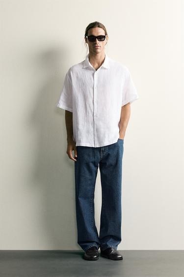 CAMISA REGULAR FIT 100% LINO - Blanco de Zara - Imagen 0
