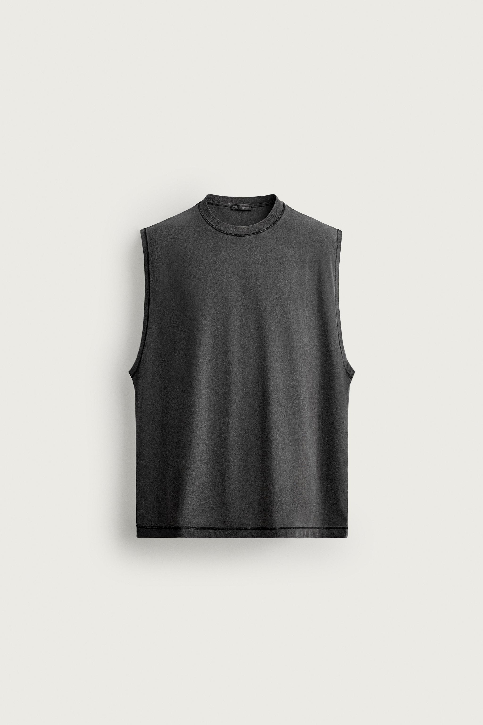 WASHED TANK TOP — Dark anthracite