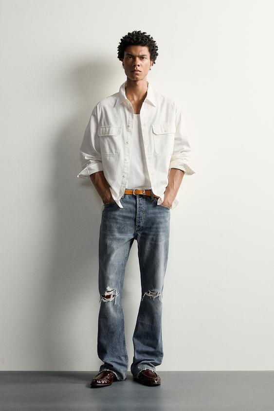 JEANS FLARE FIT ROTOS - Azul medio de Zara - Imagen 0