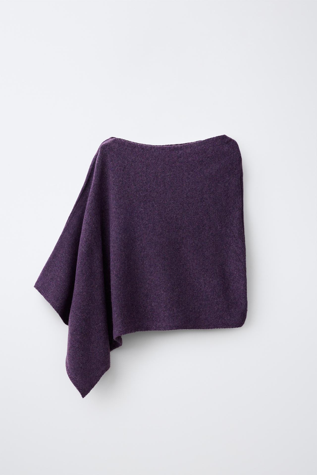 FINE KNIT CAPE — Dark purple