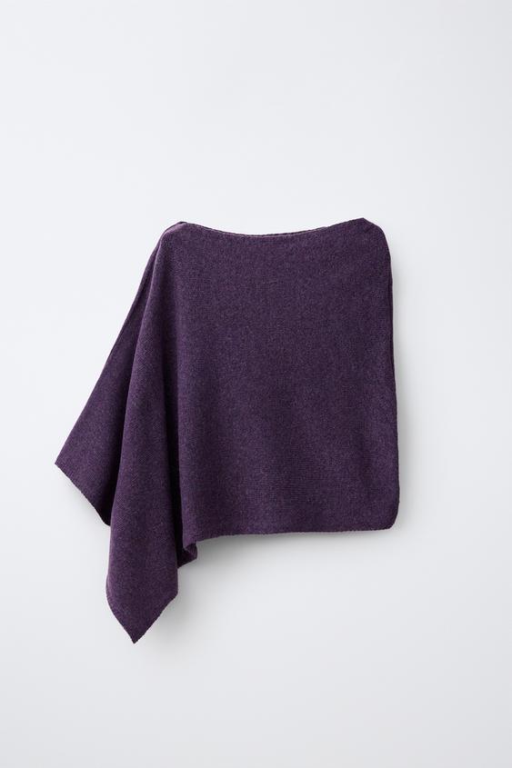 Zara FINE KNIT CAPE - Dark purple - Image 0