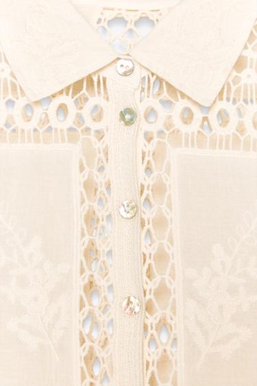 ZW COLLECTION COMBINED CROCHET BLOUSE - Ecru by Zara - Image 6