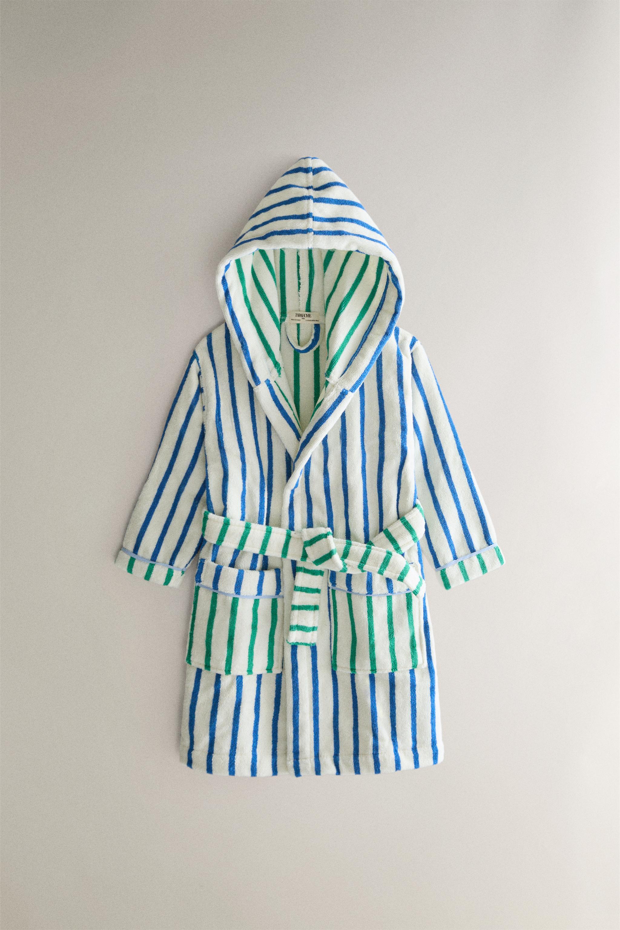 KIDS' STRIPED BATHROBE — Blue