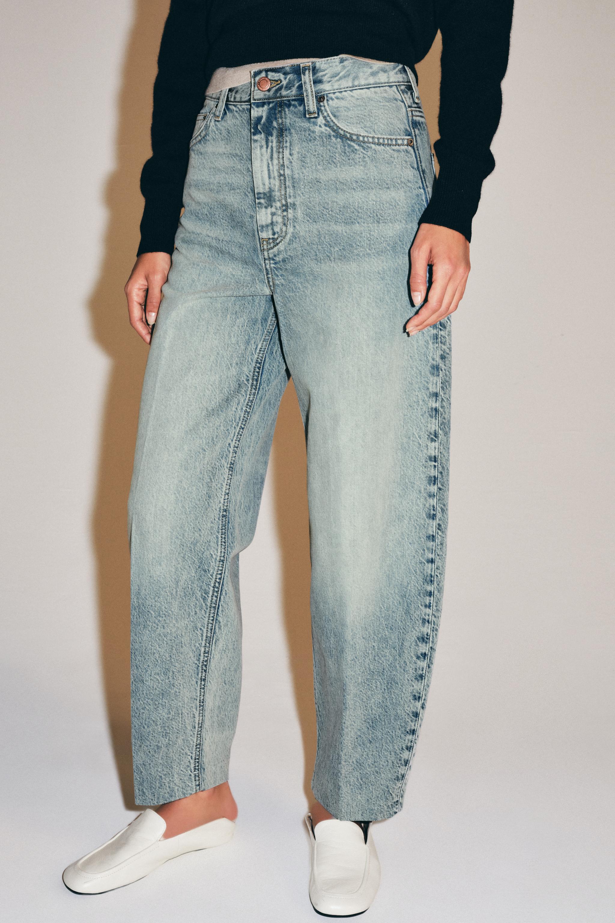 ZW COLLECTION HIGH-RISE TAPERED JEANS — Light blue